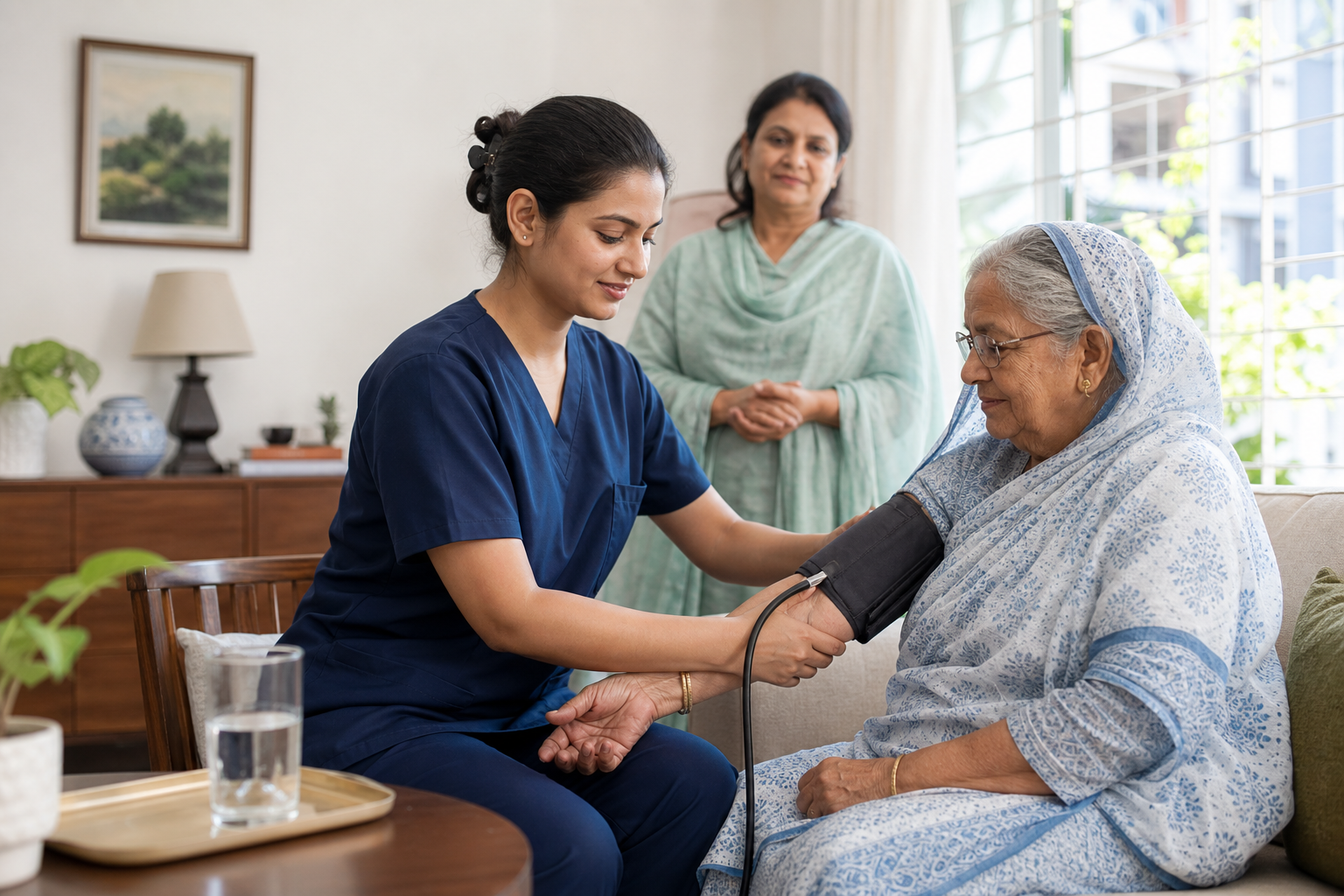 A healthcare professional providing attentive care